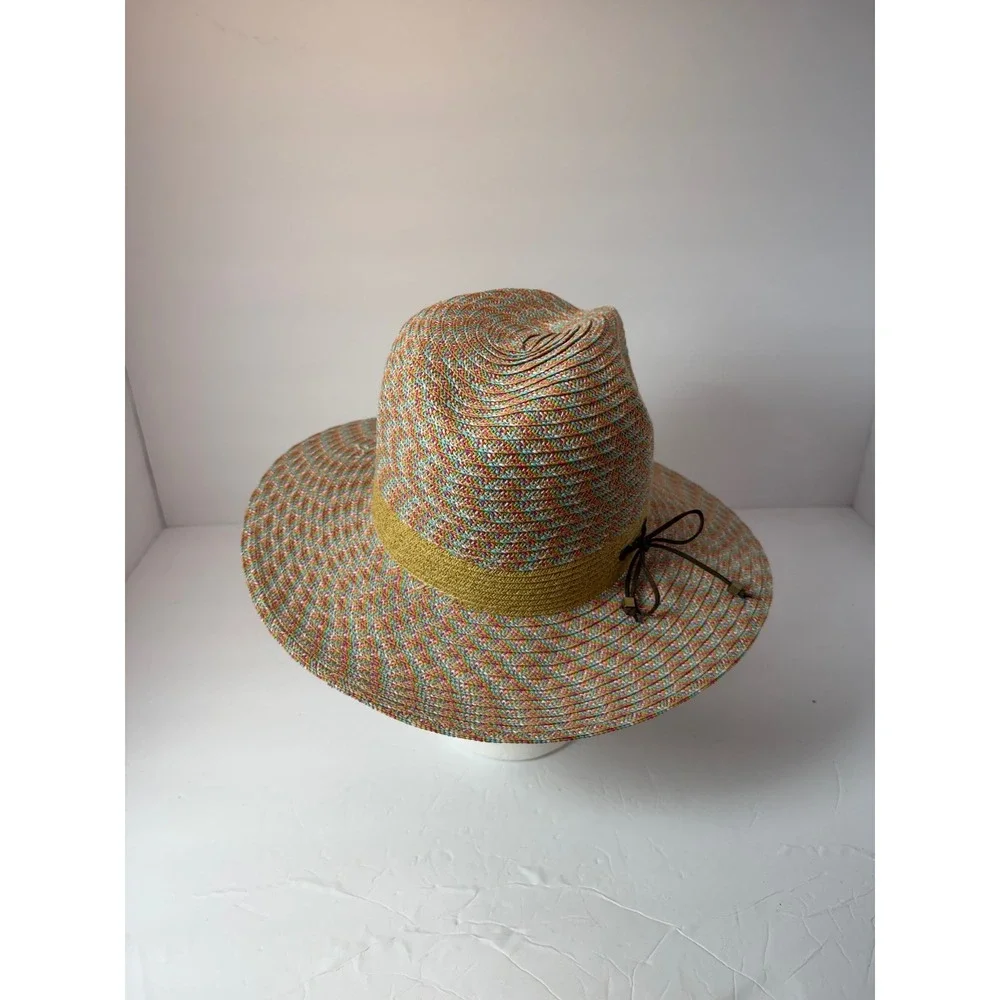 Cappelli Straworld Multicolor Woven Paper Sun Hat Wide Brim Fedora One Size